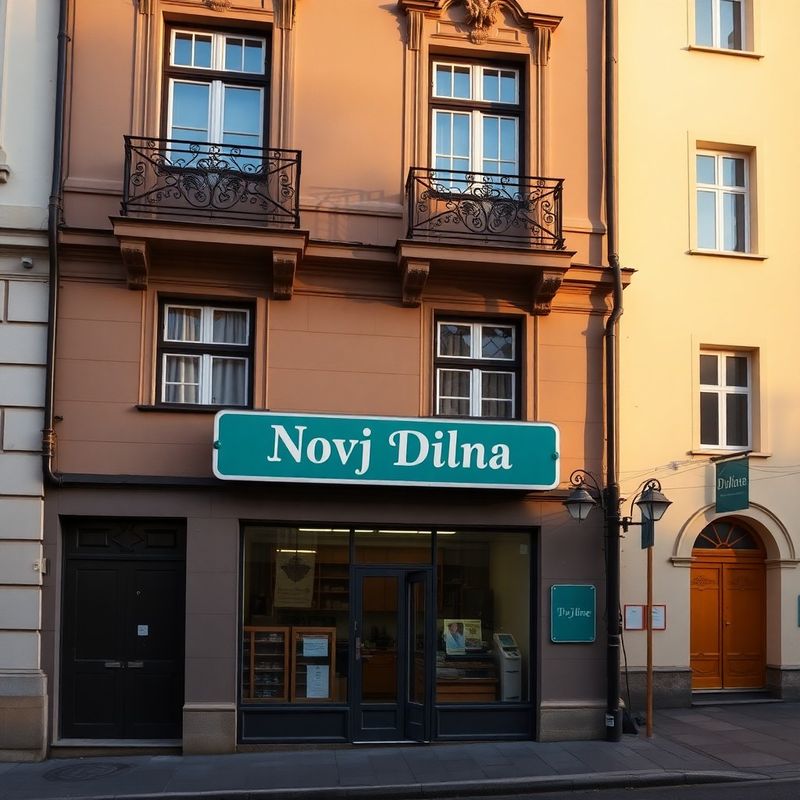 Fasáda dílny Nový Dílna na Tylově ulici s teal nápisem